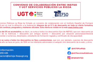 Convenio de formación entre INEFSO y UGT Servicios Públicos La RiojaConvenio de formación entre INEFSO y UGT Servicios Públicos La Rioja