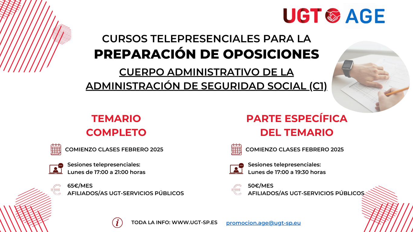 Cursos Telepresenciales para oposiciones al Cuerpo General Administrativo (C1) de la Administración de la Seguridad Social