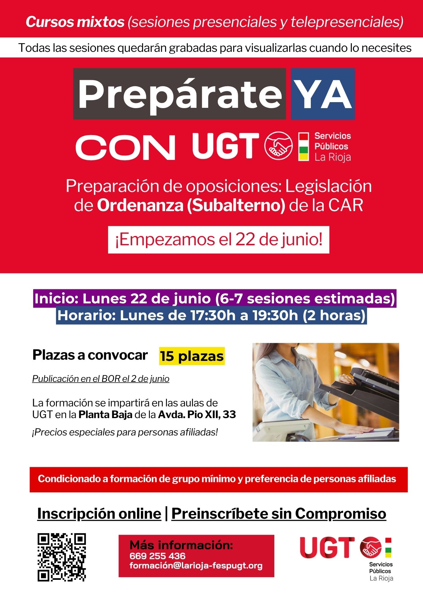 ¡Prepara tus oposiciones de Ordenanza (Subalterno) en la CAR con UGT Servicios Públicos!