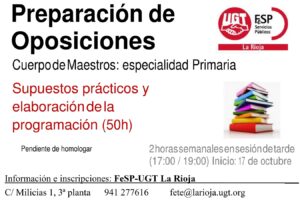 UGT imparte un curso de preparación de oposiciones de Primaria